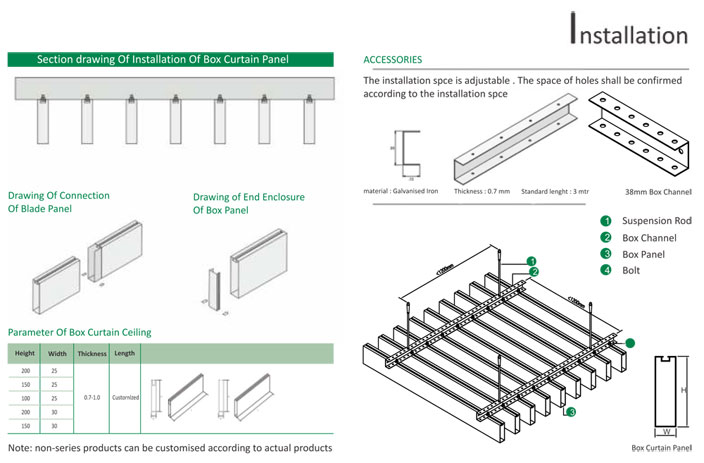 Installation Box curtain False ceiling